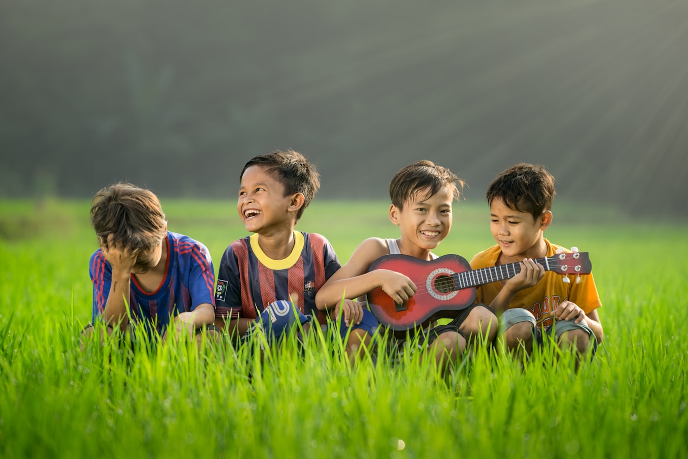 Kids laughing together outdoors